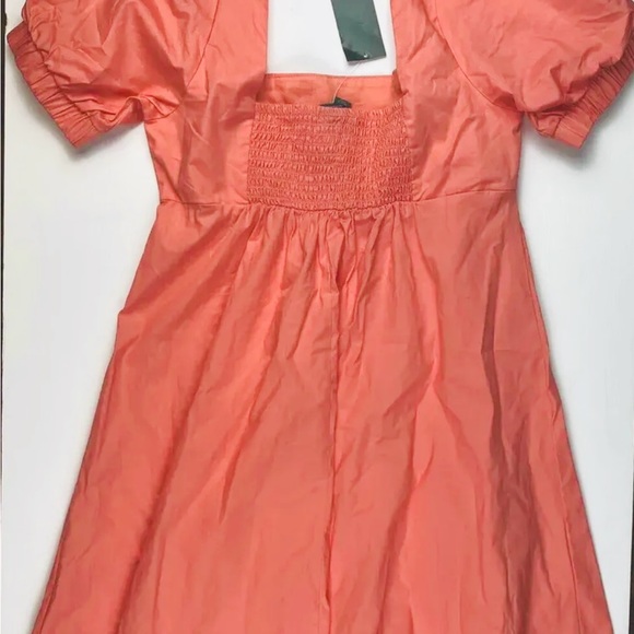 Women’s Wild Fable Puff Short Sleeve Dress Size M Peach Orange - Picture 2 of 3